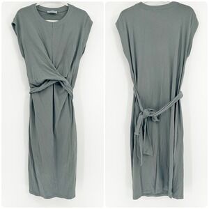 Modern Citizen Womens Fei Organic Cotton Blend‎ Tie Front Midi Dress Size L